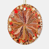Tribal Mandala Print, bruin, beige en rood Keramisch Ornament (Links)
