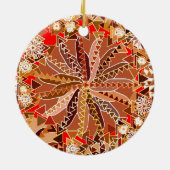 Tribal Mandala Print, bruin, beige en rood Keramisch Ornament (Achterkant)