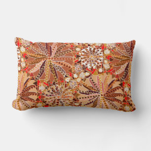 Tribal Mandala Print, bruin, beige en rood Kussen