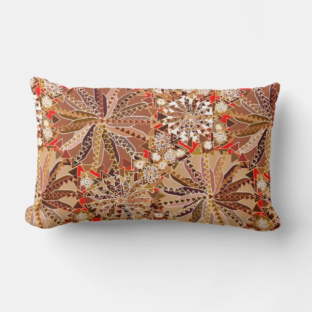 Tribal Mandala Print, bruin, beige en rood Kussen (Voorkant)