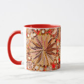 Tribal Mandala Print, bruin, beige en rood Mok (Links)