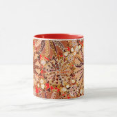 Tribal Mandala Print, bruin, beige en rood Mok (Midden)