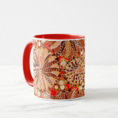 Tribal Mandala Print, bruin, beige en rood Mok (Voorkant links)