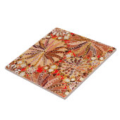 Tribal Mandala Print, bruin, beige en rood Tegeltje (Zijkant)