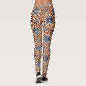 Tribal Mandala Print, Camel Tan en Denim Blue Leggings (Achterkant)