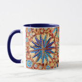 Tribal Mandala Print, Camel Tan en Denim Blue Mok (Links)