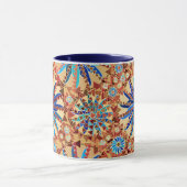 Tribal Mandala Print, Camel Tan en Denim Blue Mok (Midden)