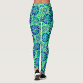 Tribal Mandala Print, Cobalt Blue en Green Leggings (Achterkant)