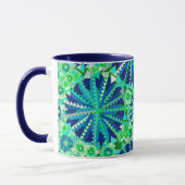Tribal Mandala Print, Cobalt Blue en Green Mok (Links)