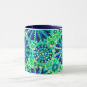 Tribal Mandala Print, Cobalt Blue en Green Mok (Midden)
