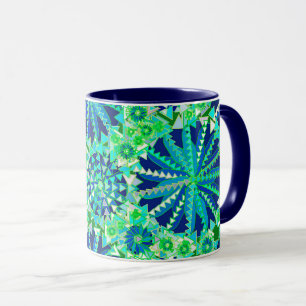 Tribal Mandala Print, Cobalt Blue en Green Mok