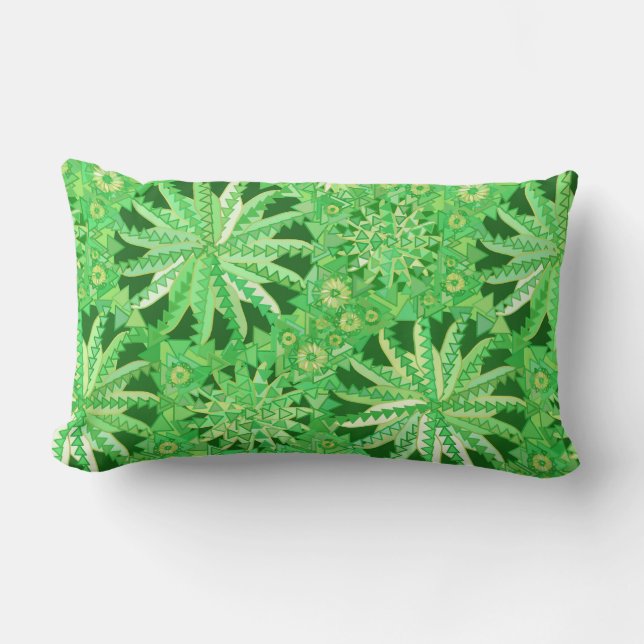 Tribal Mandala Print, Emerald and Lime Green Kussen (Voorkant)