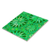 Tribal Mandala Print, Emerald and Lime Green Tegeltje (Zijkant)