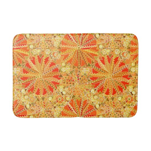 Tribal Mandala Print, Mustard Gold en Oranje Badmat (Voorkant)