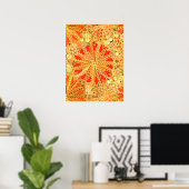 Tribal Mandala Print, Mustard Gold en Oranje Poster (Thuiskantoor)