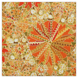 Tribal Mandala Print, Mustard Gold en Oranje Stof