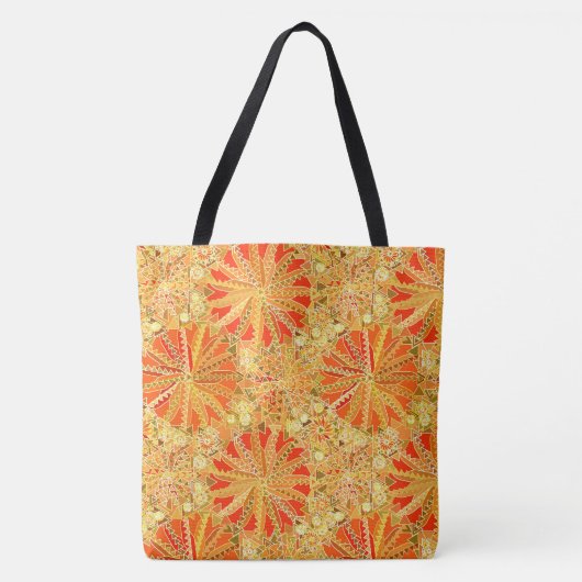 Tribal Mandala Print, Mustard Gold en Oranje Tote Bag (Voorkant)
