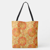Tribal Mandala Print, Mustard Gold en Oranje Tote Bag (Achterkant)