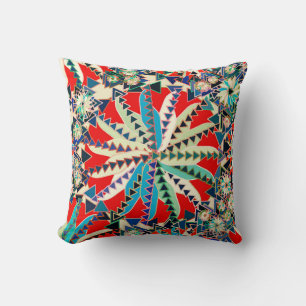 Tribal Mandala Print, Red, Blue en Cream Kussen