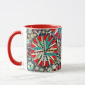 Tribal Mandala Print, Red, Blue en Cream Mok (Links)