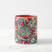 Tribal Mandala Print, Red, Blue en Cream Mok (Midden)