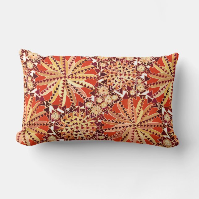 Tribal Mandala Print, Rust Oranje en Brown Kussen (Voorkant)