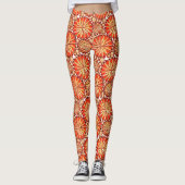 Tribal Mandala Print, Rust Oranje en Brown Leggings (Voorkant)