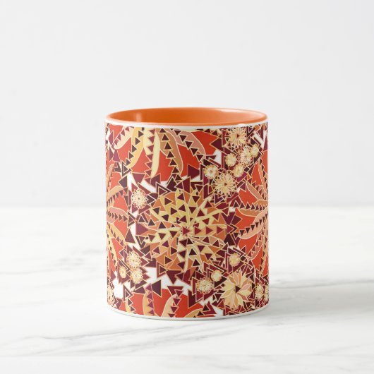 Tribal Mandala Print, Rust Oranje en Brown Mok (Midden)