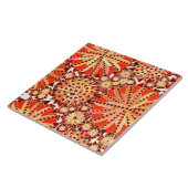 Tribal Mandala Print, Rust Oranje en Brown Tegeltje (Zijkant)