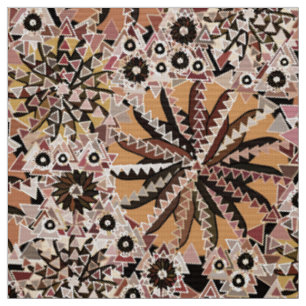 Tribal Mandala Print, Taupe Tan en Beige Stof