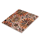 Tribal Mandala Print, Taupe Tan en Beige Tegeltje (Zijkant)