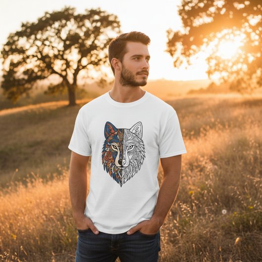 Tribal Mandala Wolf Head Unique Spirit Animal T-shirt