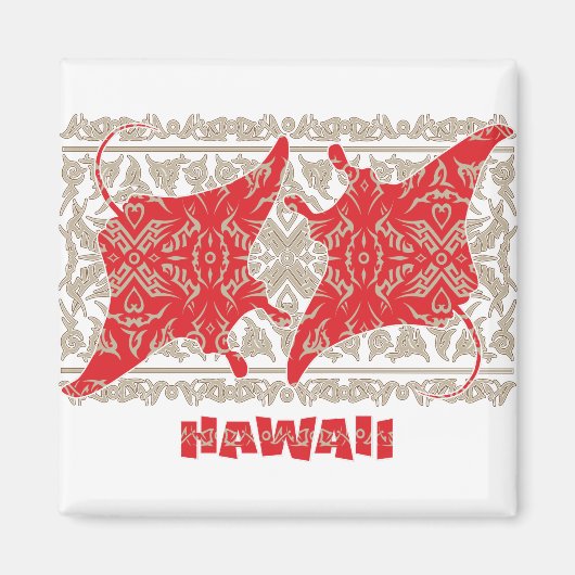 Tribal-Manta-Ray-Red Magneet (Voorkant)