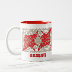 Tribal-Manta-Ray-Red Tweekleurige Koffiemok