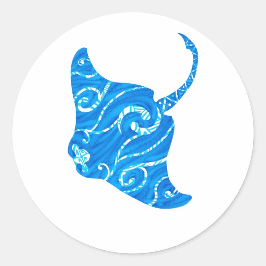 Tribal Manta Ray Ronde Sticker (Voorkant)