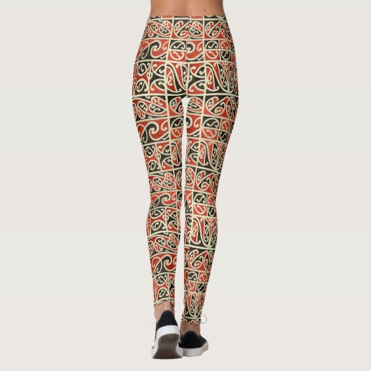 Tribal Maori Kowhaiwhai Koru Nieuw-Zeeland Patroon Leggings (Achterkant)