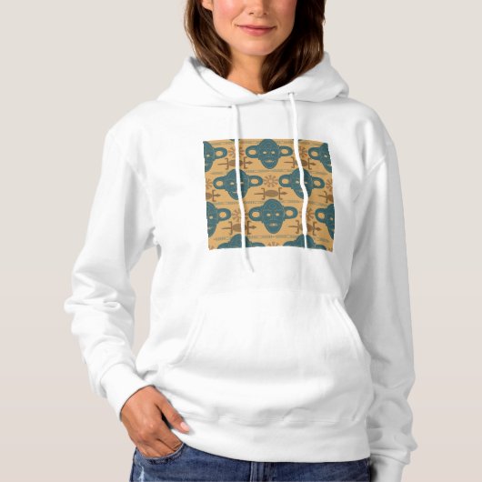Tribal Mask Afrikaans etnisch gezichtspatroon Hoodie (Voorkant)