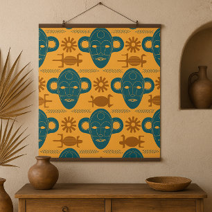 Tribal Mask Afrikaans etnisch gezichtspatroon Poster