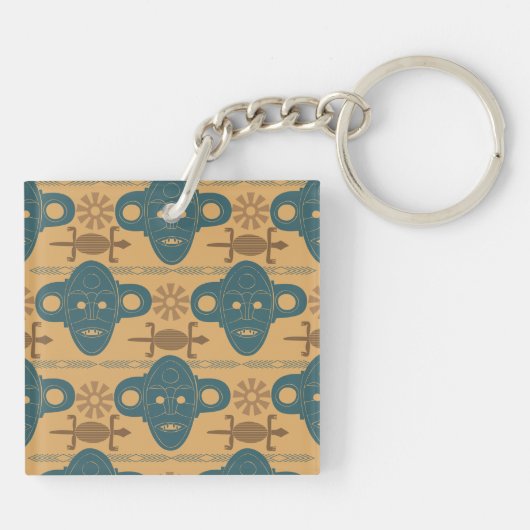 Tribal Mask Afrikaans etnisch gezichtspatroon Sleutelhanger (Achterkant)