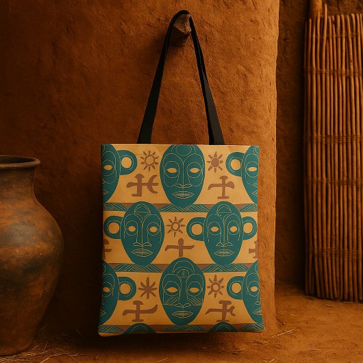 Tribal Mask Afrikaans etnisch gezichtspatroon Tote Bag