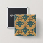 Tribal Mask Afrikaans etnisch gezichtspatroon Vierkante Button 5,1 Cm (Voorkant /achterkant)