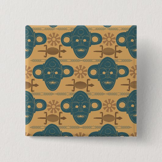 Tribal Mask Afrikaans etnisch gezichtspatroon Vierkante Button 5,1 Cm (Voorkant)