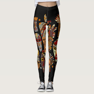 Tribal Mask Etnische Schetsen Leggings