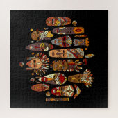 Tribal Mask Etnische Schetsen Legpuzzel (Horizontaal)