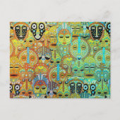 Tribal Mask Pattern Vertaald met Gold Briefkaart (Voorkant)