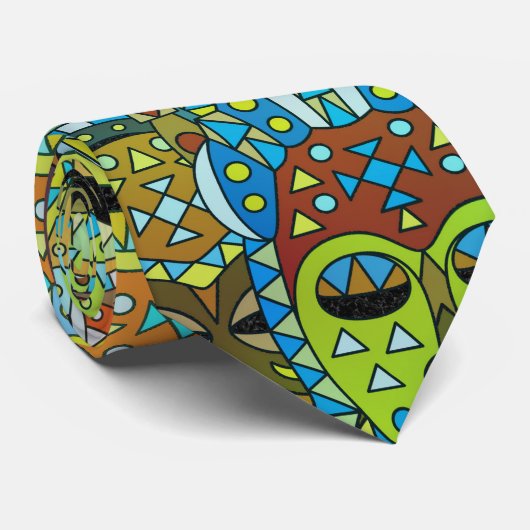 Tribal Mask Pattern Vertaald met Gold Stropdas (Opgerold)