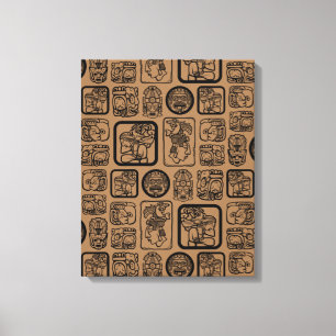 Tribal MAYA oud maskerpatroon 1 Canvas Afdruk