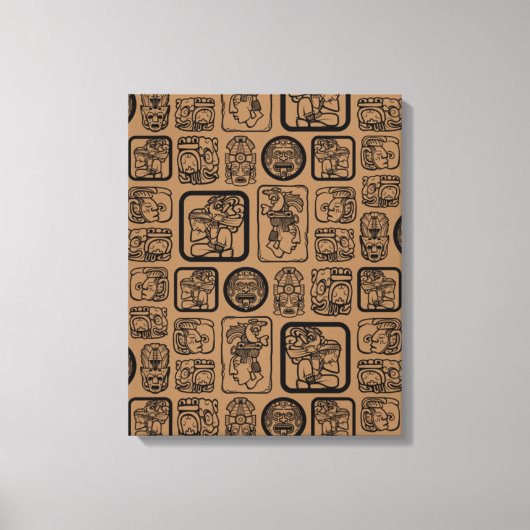 Tribal MAYA oud maskerpatroon 1 Canvas Afdruk (Voorkant)