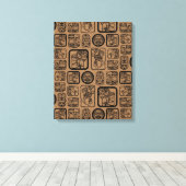 Tribal MAYA oud maskerpatroon 1 Canvas Afdruk (Insitu (Houten vloer))