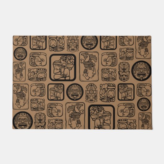 Tribal MAYA oud maskerpatroon 1 Deurmat (Voorkant)
